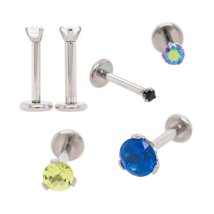 Industrial Strength IS 6mm 3 ProngSet Faceted Gem on Flatback Earrings
