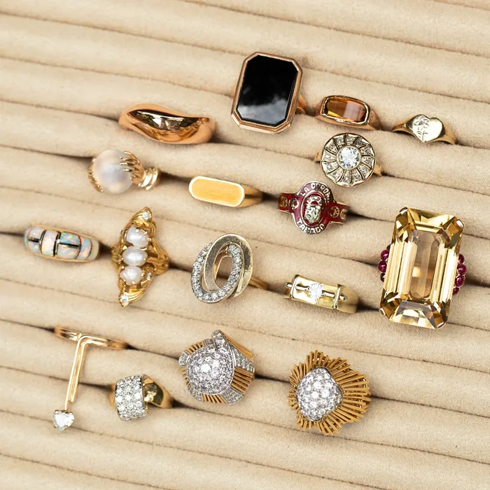 Jose Hess Diamond and 18k Gold Sculptural Ring Vintage Rings
