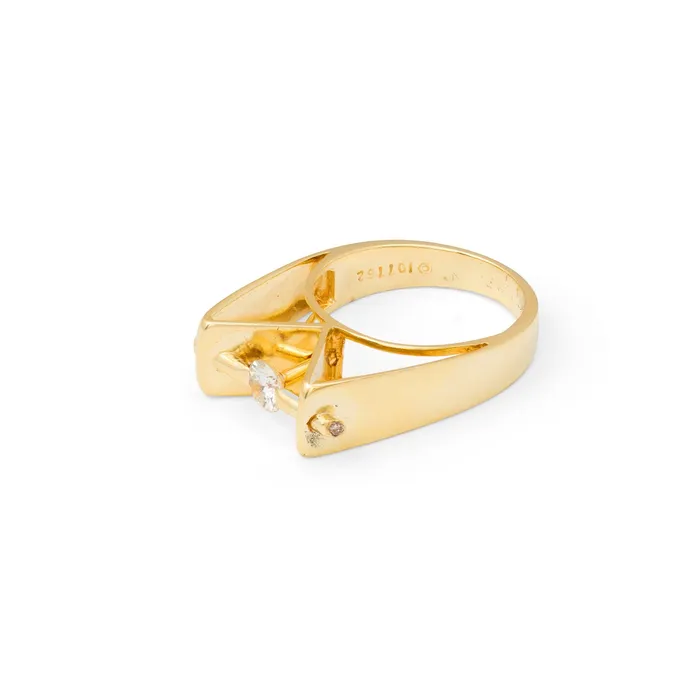 Jose Hess Diamond and 18k Gold Sculptural Ring Vintage Rings