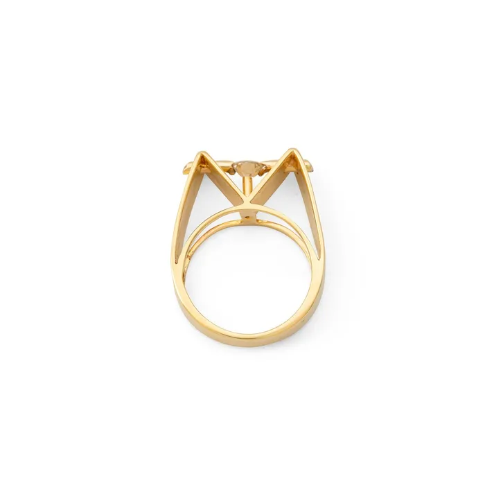 Jose Hess Diamond and 18k Gold Sculptural Ring Vintage Rings