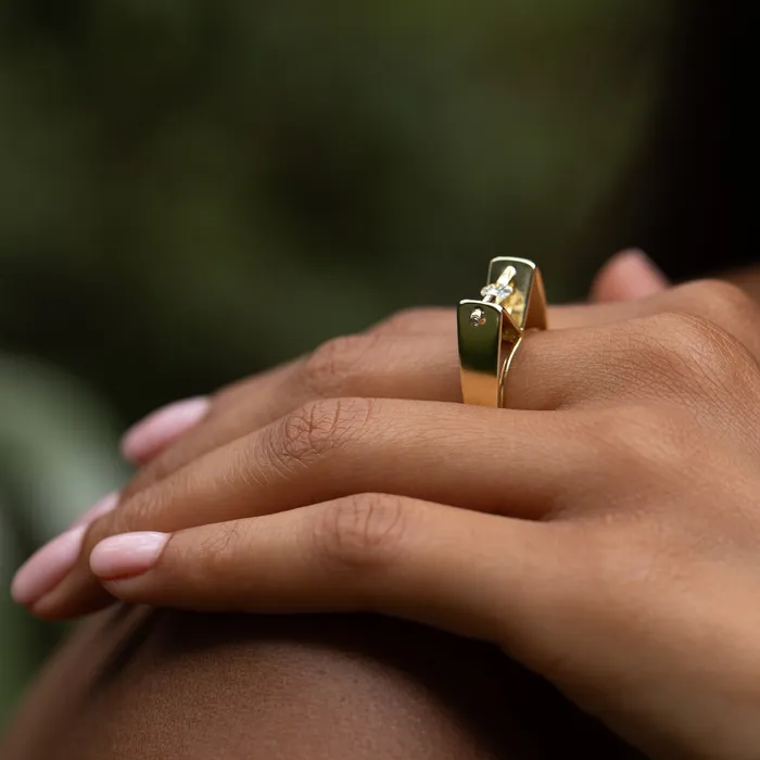Jose Hess Diamond and 18k Gold Sculptural Ring Vintage Rings