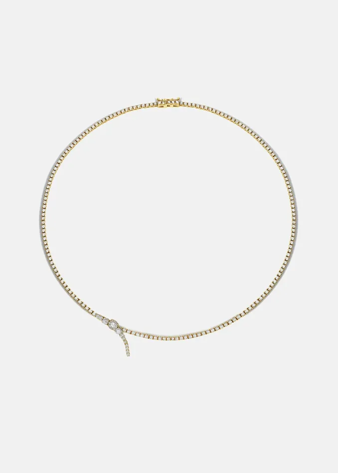 KATKIMfinejewelry Necklaces Petite Diamond Serif Eternity Necklace