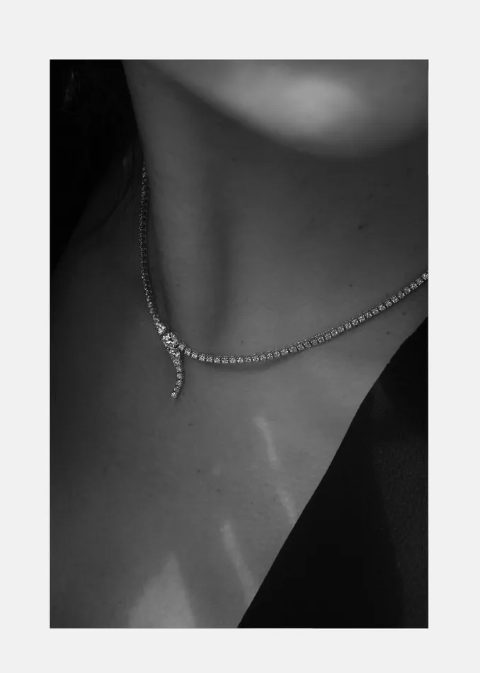 KATKIMfinejewelry Necklaces Petite Diamond Serif Eternity Necklace