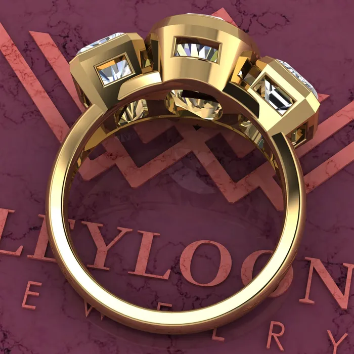 Leyloon Jewelry 66 CTW Medium Oval Cut ThreeStone Random Shape Bezel D Color Moissanite Ring Rings