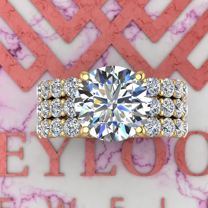 Leyloon Jewelry Rings 625 CTW Round Cut ThreePiece Bridal D Color Basket Moissanite Set
