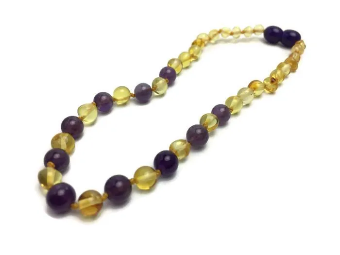 MB Necklaces Polished Lemon Amethyst Baltic Amber Necklace for Newborn Baby Infant Toddler MB Necklaces Polished Lemon Amethyst Baltic Amber Necklace for Newborn Baby Infant Toddler