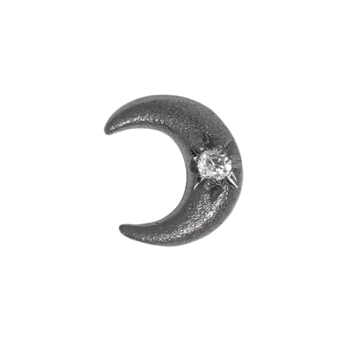 Necklaces Buddha Jewelry Organics threadless Black Moon End in Black Rhodium Gold with CZ