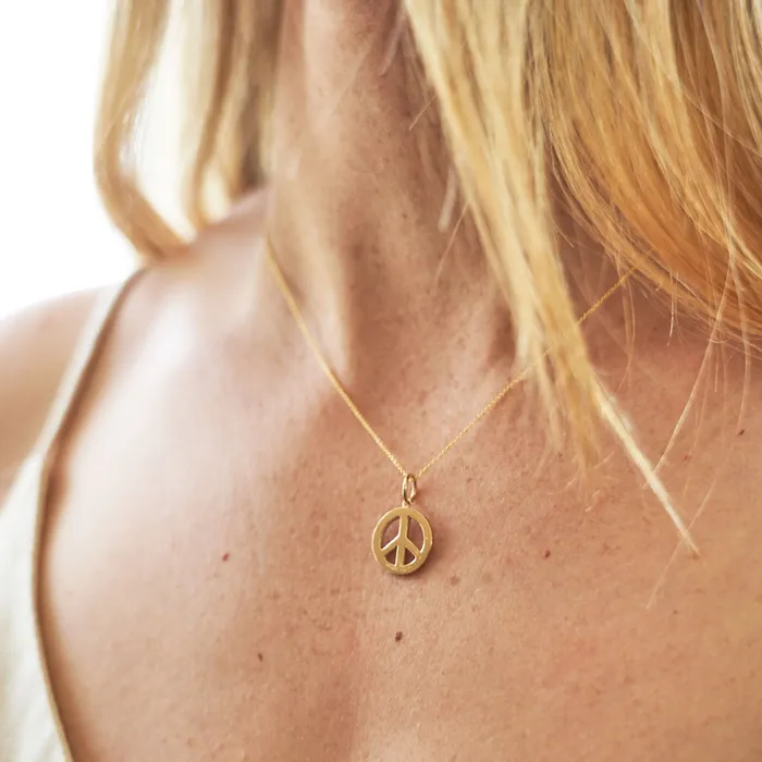 Necklaces Fox Bond Originals The FB Peace Sign Charm Necklace