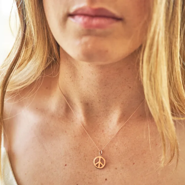 Necklaces Fox Bond Originals The FB Peace Sign Charm Necklace