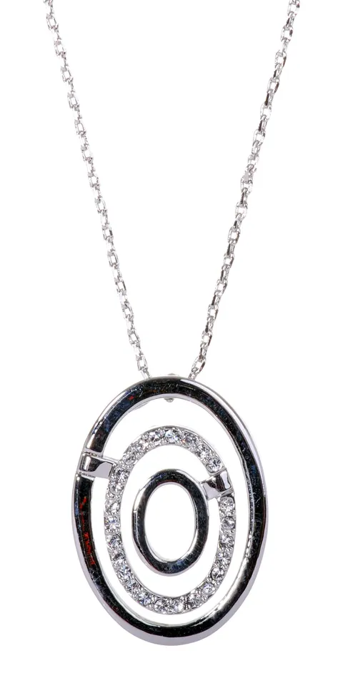 Necklaces Red N7139 Rhodium Swarovski Triple Oval Pendant Necklace Crystal