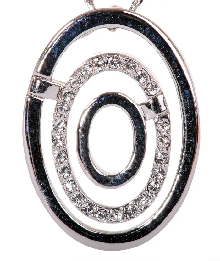Necklaces Red N7139 Rhodium Swarovski Triple Oval Pendant Necklace Crystal Necklaces Red N7139 Rhodium Swarovski Triple Oval Pendant Necklace Crystal