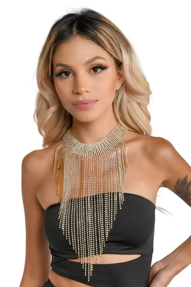 Necklaces Rhinestone Crystal Tassel Necklace THE LUMi SHOP