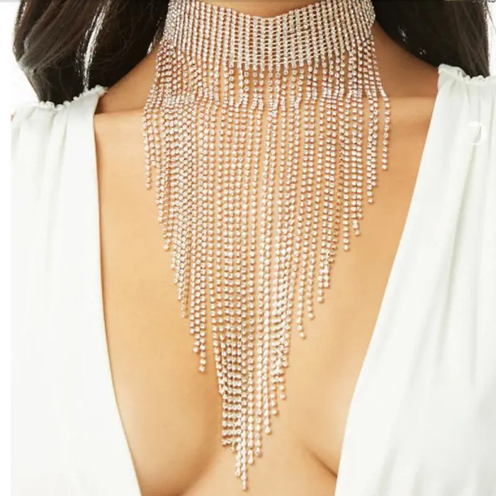 Necklaces Rhinestone Crystal Tassel Necklace THE LUMi SHOP