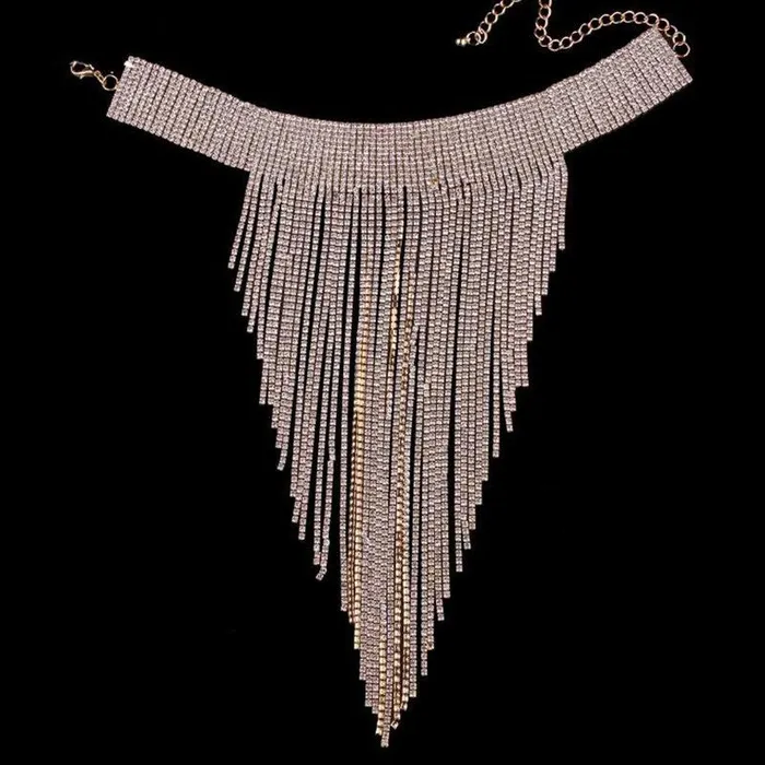 Necklaces Rhinestone Crystal Tassel Necklace THE LUMi SHOP
