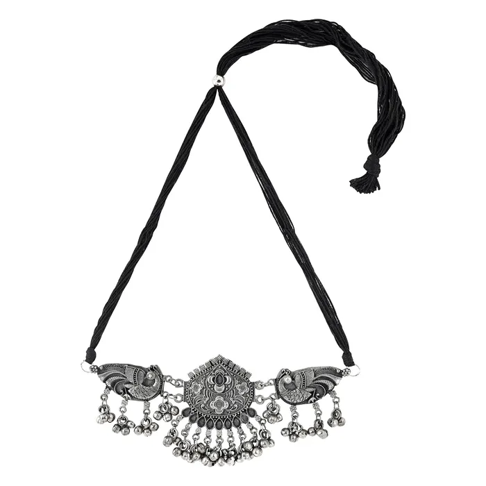 Necklaces Teejh Aarthi Silver Oxidised Necklace Set Teejh