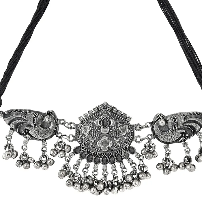 Necklaces Teejh Aarthi Silver Oxidised Necklace Set Teejh