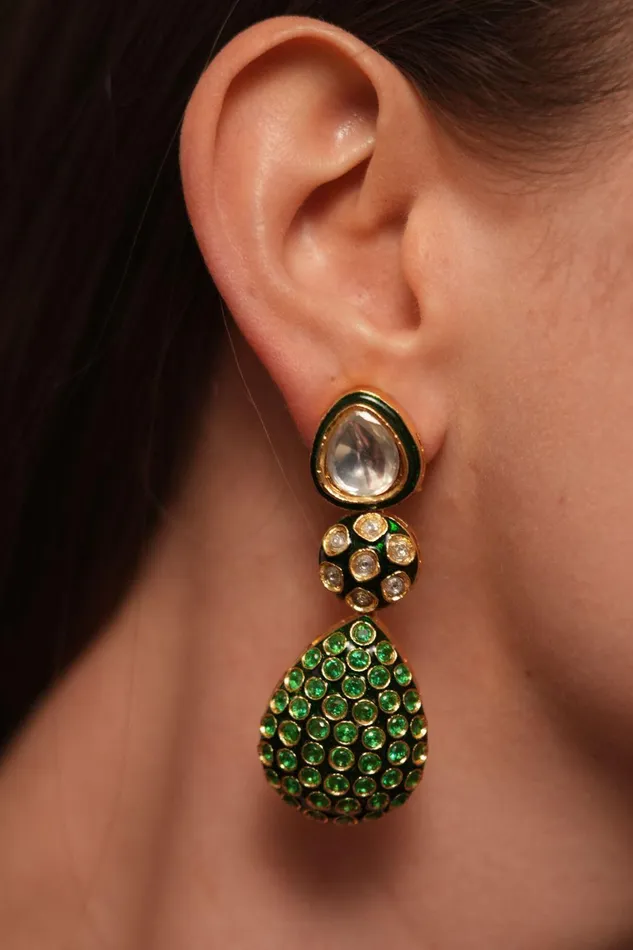 Poornima Meenakari Polki Indian Earrings Attrangi Earrings
