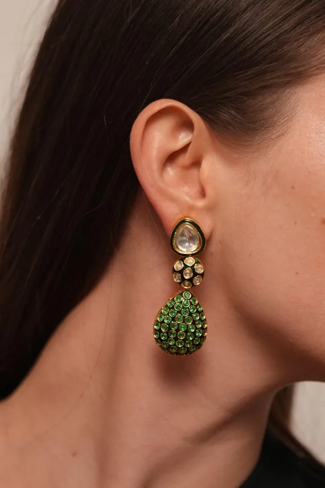 Poornima Meenakari Polki Indian Earrings Attrangi Earrings Poornima Meenakari Polki Indian Earrings Attrangi Earrings