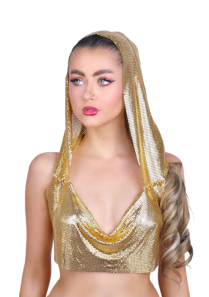 PreStyled Sets Gold Hooded Metallic Top THE LUMI SHOP