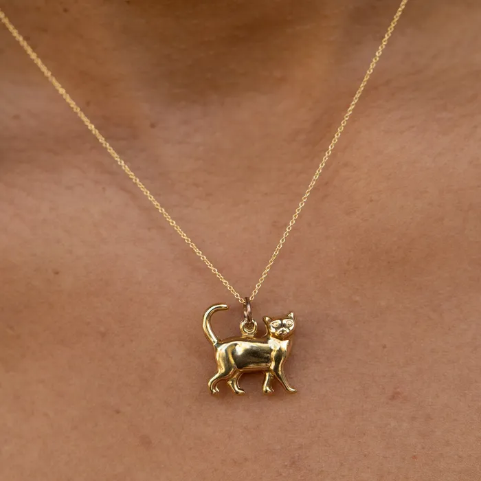 PreStyled Sets Vintage French Walking Cat 18K Gold Charm