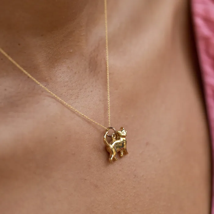 PreStyled Sets Vintage French Walking Cat 18K Gold Charm