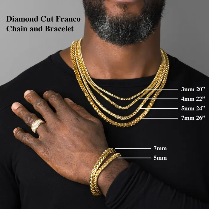 Proclamation Jewelry Bracelets 7mm Diamond Cut Franco Bracelet 14k Yellow Gold