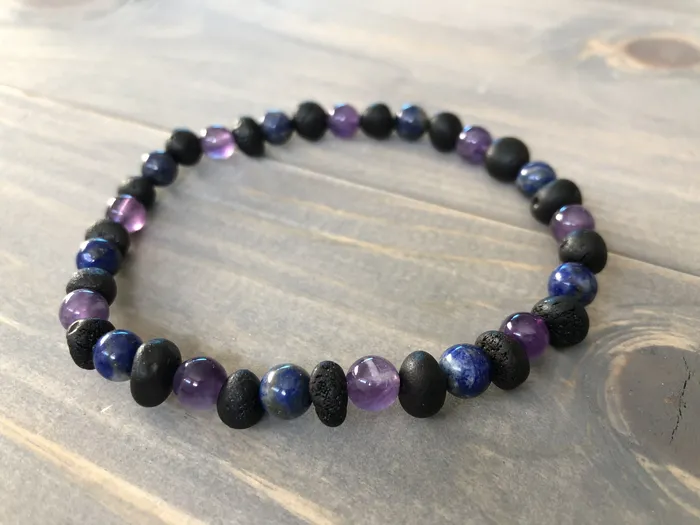 Raw Cherry Blue Lapis Amethyst Bracelet MB Bracelets