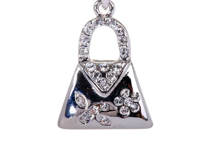 Red Necklaces N7210 Dainty Purse Lock Rhodium Plated Swarovski Elements Pendant Necklace