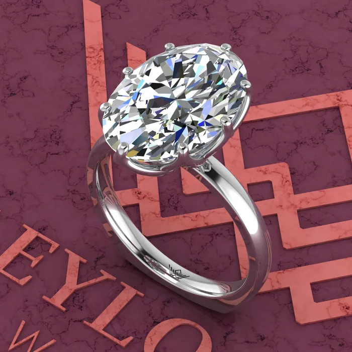 Rings 55 Carat Medium Oval Cut Tulip Set 8 Prong Solitaire Euro Shank D Color Moissanite Ring Leyloon Jewelry