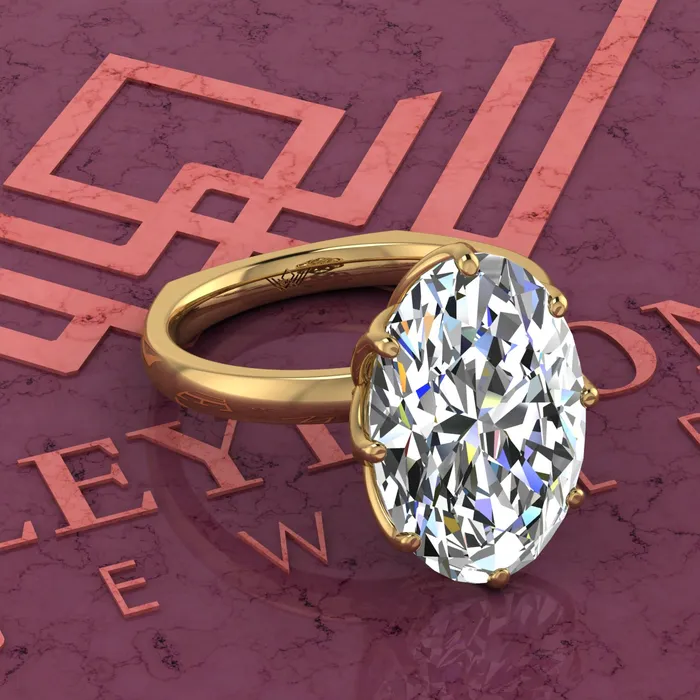 Rings 55 Carat Medium Oval Cut Tulip Set 8 Prong Solitaire Euro Shank D Color Moissanite Ring Leyloon Jewelry