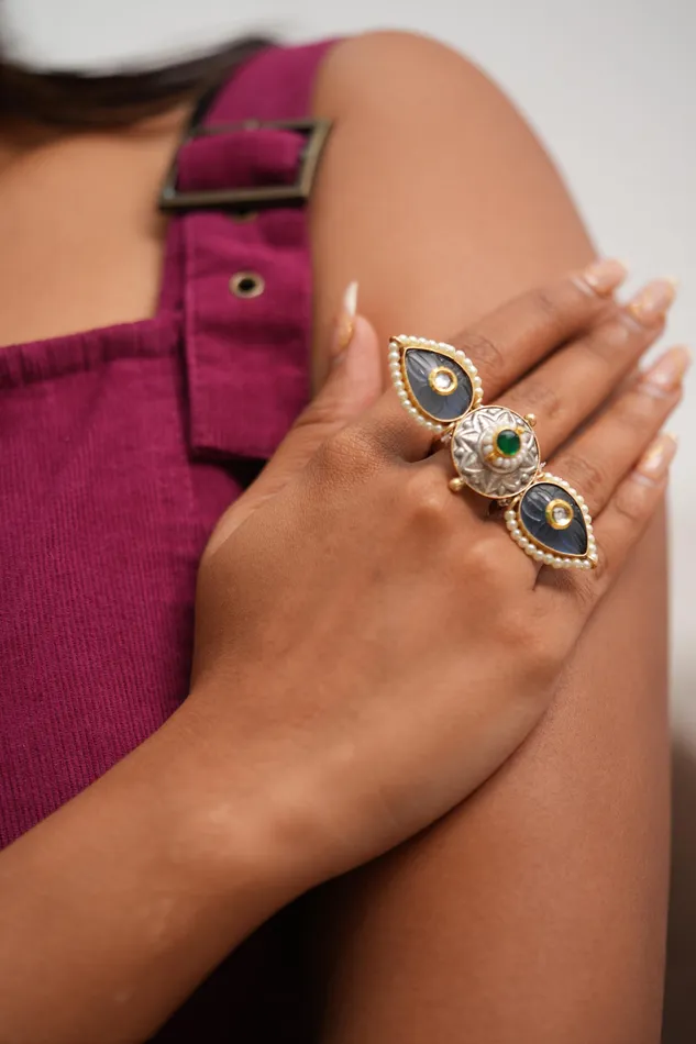Rings Attrangi Hiva Oversized Adjustable Tribal Ring Banjaran Collection