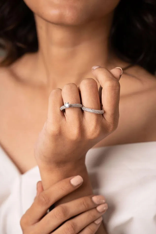 Rings attrangi1 Silver 50 cent ring with band Rings attrangi1 Silver 50 cent ring with band