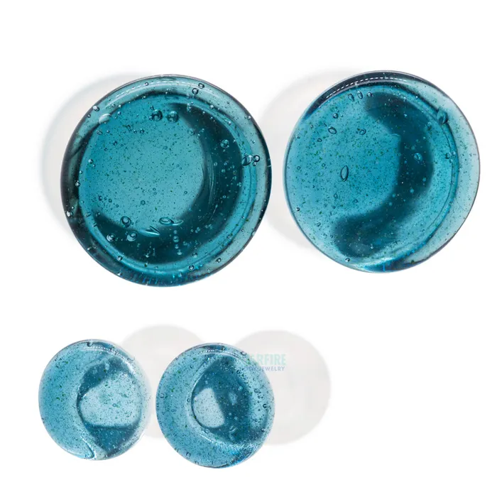 Rings Glasswear Studios Glass Colorfront Plugs Translucent Sparkle Blue