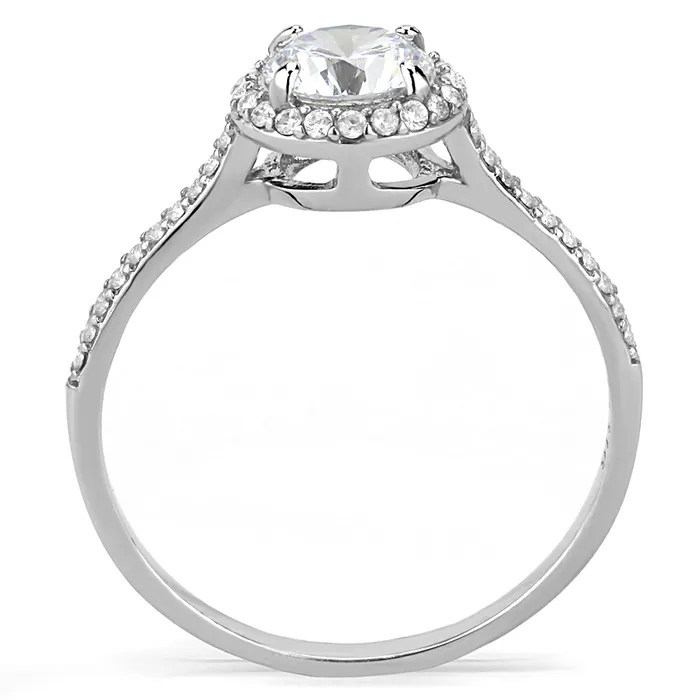Rings Green CJ022 Wholesale Stainless Steel AAA Grade CZ HaloSet Engagement Ring