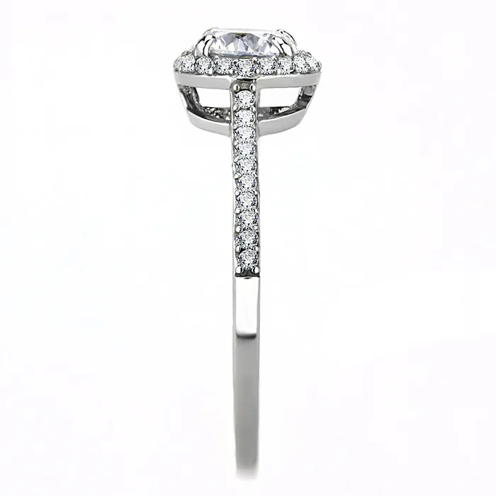 Rings Green CJ022 Wholesale Stainless Steel AAA Grade CZ HaloSet Engagement Ring