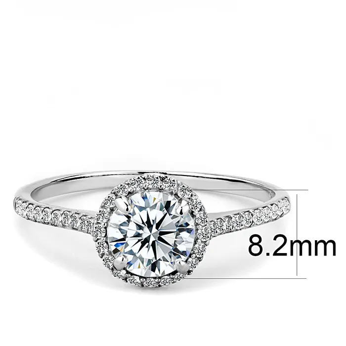 Rings Green CJ022 Wholesale Stainless Steel AAA Grade CZ HaloSet Engagement Ring