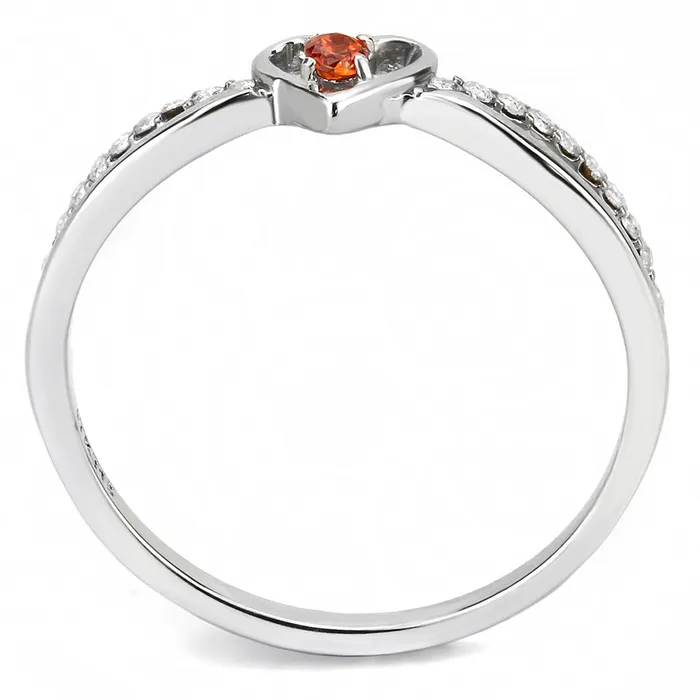 Rings Green CJ235 Wholesale Womens Stainless Steel High polished AAA Grade CZ Orange Heart Ring
