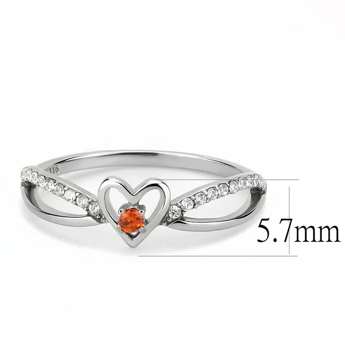 Rings Green CJ235 Wholesale Womens Stainless Steel High polished AAA Grade CZ Orange Heart Ring