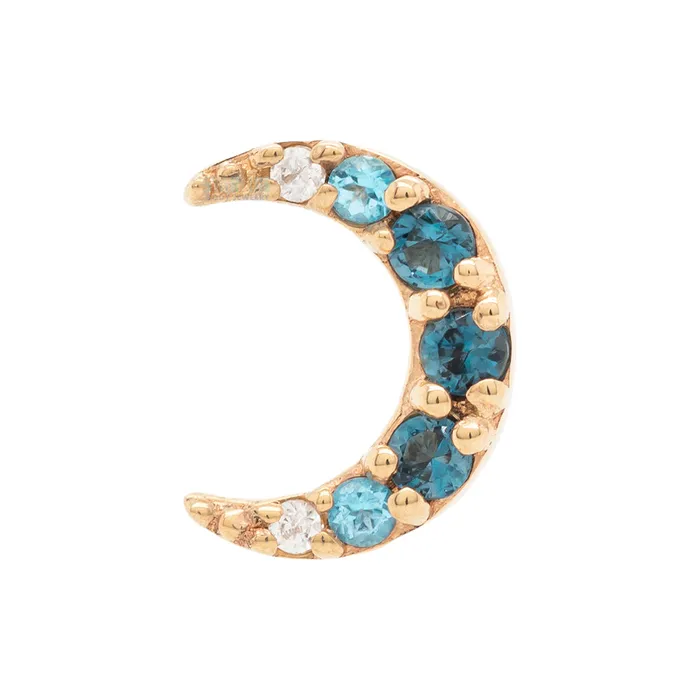Rings Jula Threaded End in Gold with Gradient Gemstones Genuine London Blue Topaz Ice Blue Topaz White CZs Body Vision BVLA