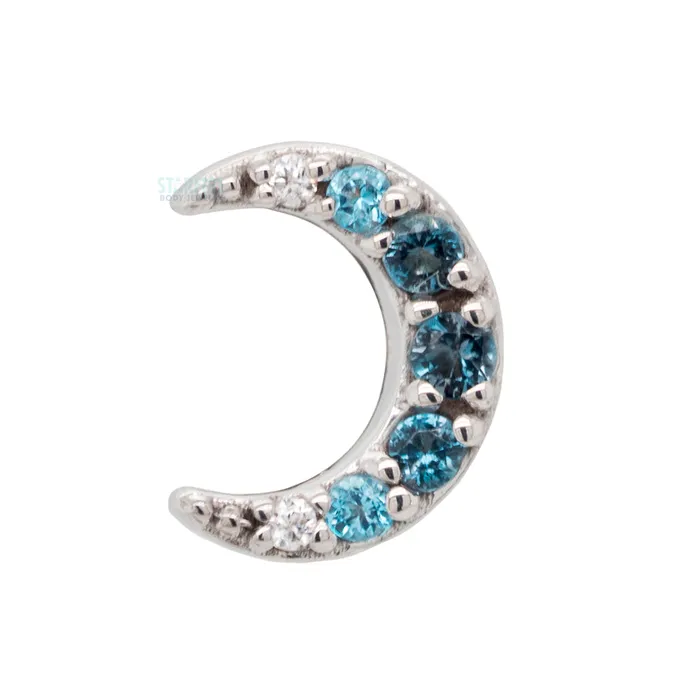 Rings Jula Threaded End in Gold with Gradient Gemstones Genuine London Blue Topaz Ice Blue Topaz White CZs Body Vision BVLA