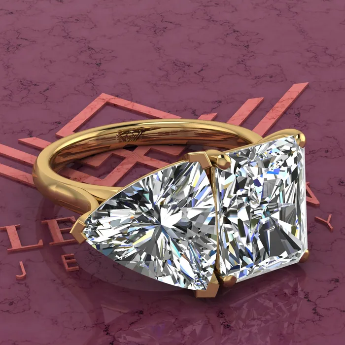 Rings Leyloon Jewelry 4 Carat Trilliant Cut 4 Carat Medium Radiant Cut TwoStone Basket D Color Moissanite Ring Rings Leyloon Jewelry 4 Carat Trilliant Cut 4 Carat Medium Radiant Cut TwoStone Basket D Color Moissanite Ring