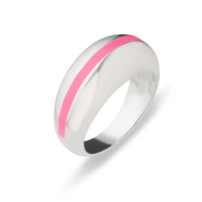 Rings Scream Pretty Candy Stripe Dome Ring in Neon Pink