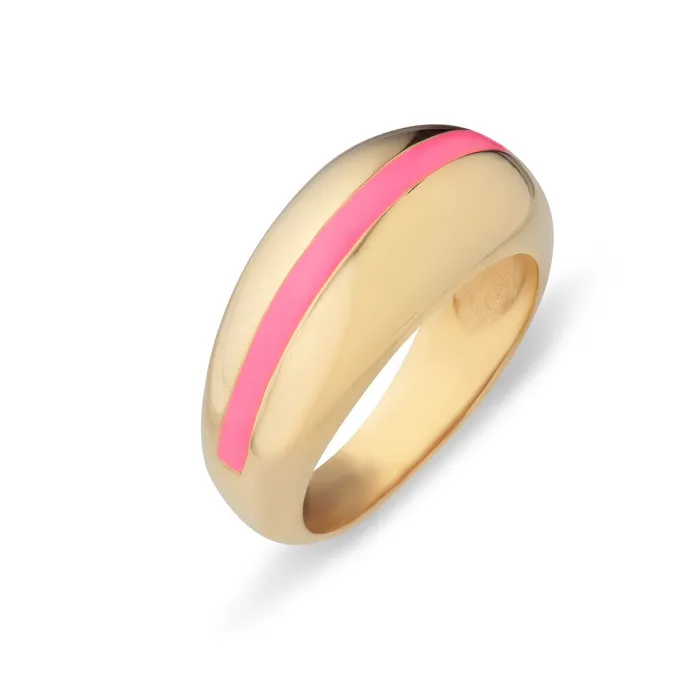 Rings Scream Pretty Candy Stripe Dome Ring in Neon Pink Rings Scream Pretty Candy Stripe Dome Ring in Neon Pink