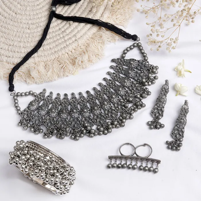Rings Teejh Chiti Silver Oxidised Jewelry Gift Set Teejh