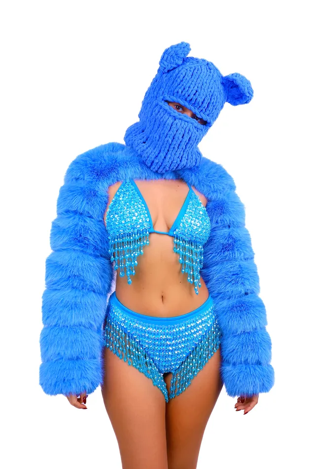 Rings THE LUMI SHOP FULL OUTFIT Blue Fuzzy Bear 4 pcs