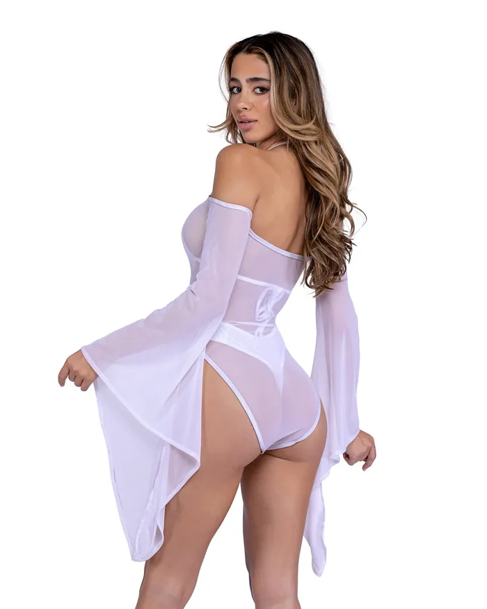 Roma Costume Inc Necklaces 6497 Sheer Mesh Romper with Bell Sleeves Roma Costume Inc Necklaces 6497 Sheer Mesh Romper with Bell Sleeves