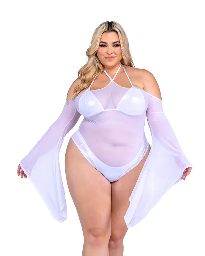 Roma Costume Inc Necklaces 6497 Sheer Mesh Romper with Bell Sleeves Roma Costume Inc Necklaces 6497 Sheer Mesh Romper with Bell Sleeves