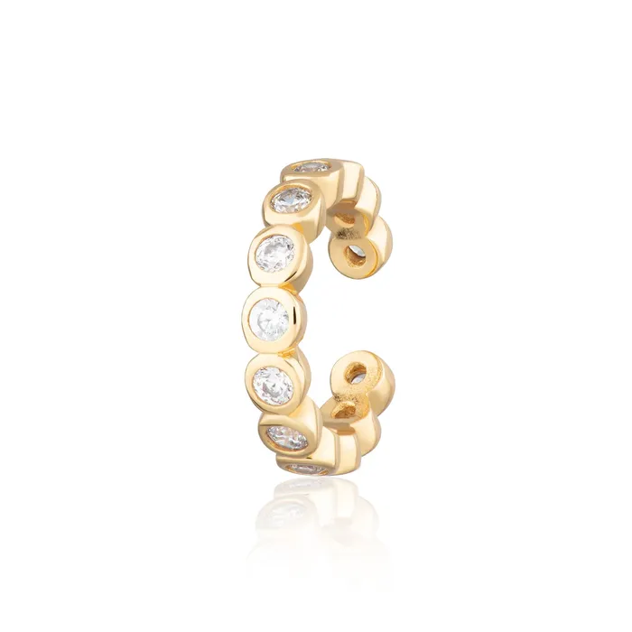 Scream Pretty Earrings Bezel Single Ear Cuff with Clear Stones