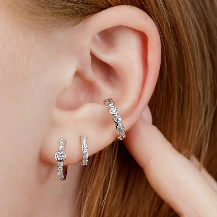 Scream Pretty Earrings Bezel Single Ear Cuff with Clear Stones