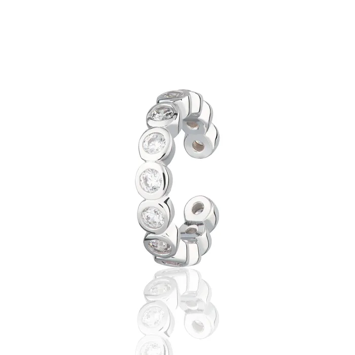 Scream Pretty Earrings Bezel Single Ear Cuff with Clear Stones